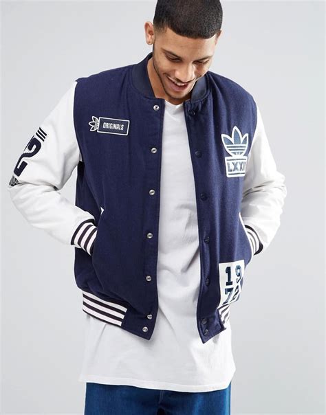 Adidas Originals Badge Varsity Jacket Ay9147 Blue For Men Lyst Uk