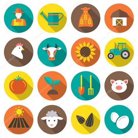 Farming Harvesting And Agriculture Icons Stock Vector Rimmarii