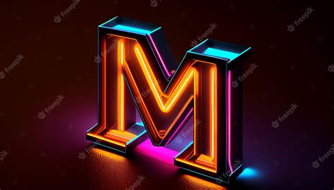 Premium Ai Image A Neon Letter M With Neon Lights On It