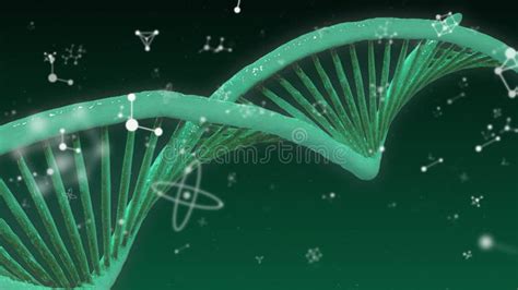 Animation Of Molecules Floating Over Dna Strand Stock Footage Video