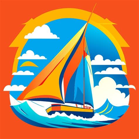 Premium Vector Sailboat In Storm Vector Illustration