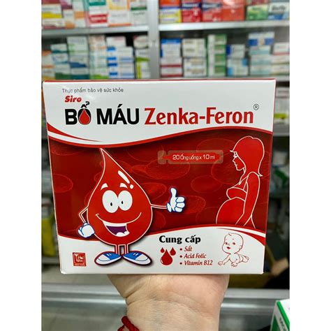 Siro BỔ MÁu Zenka Feron Dạng ống Hộp 20 ống X 10m Bổ Sung Sắt Acid Folic B9 Vitamin B12