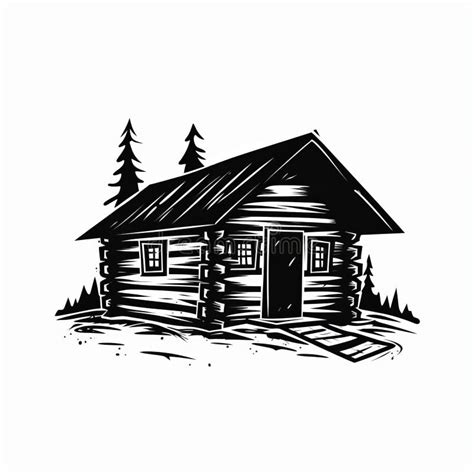 Vintage Style Log Cabin Silhouette Clean Vector Art For Logo And Game