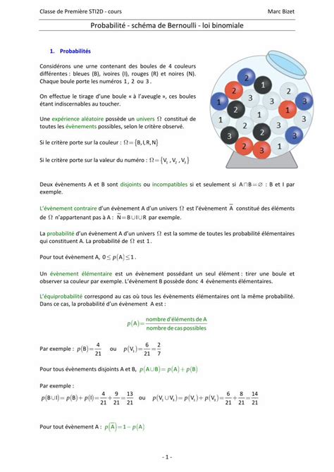 Pdf Probabilit Sch Ma De Bernoulli Loi Binomiale Sti D Pdf