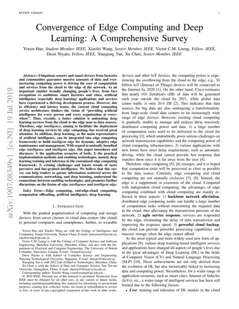 Convergence Of Edge Computing And Deep Learning A Comprehensive Survey