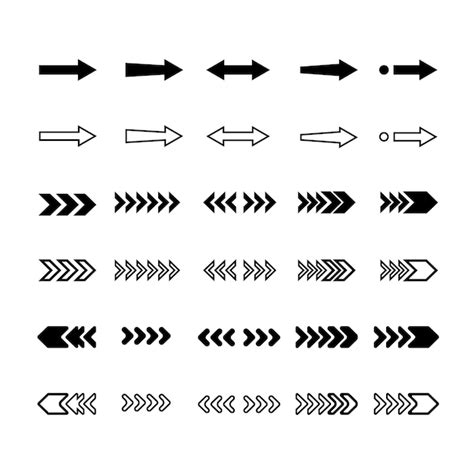 Premium Vector Vector Arrows Set Of Black Flat Icons Symbols Arrow