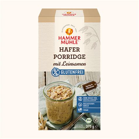 Bio Hafer Porridge Mit Leinsamen Glutenfrei Hammerm Hle