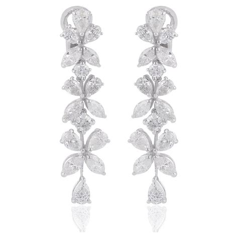 6 Carat Sihi Pear Marquise Diamond Dangle Earrings 18 Karat White Gold Jewelry For Sale At 1stdibs