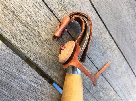 Handmade Leather Bushcraft Sheath For Mora Spoon Hook Knife For