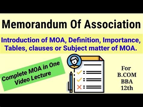 Memorandum Of Association Moa Meaning Definition Importance