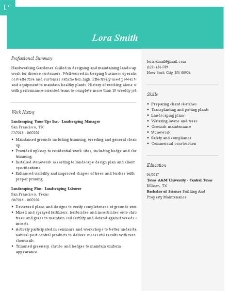 6 Gardener Resume Examples And Templates