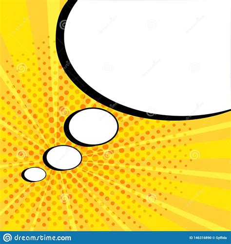 White Empty Speech Comic Bubble With Stars And Dots Vector