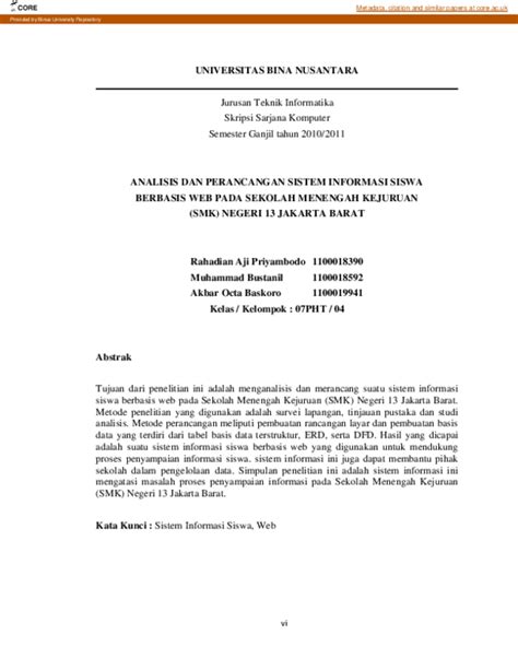 Pdf Analisis Dan Perancangan Sistem Informasi Siswa Berbasis Web Pada Sekolah Menengah