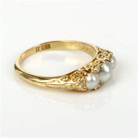 Buy 18ct antique pearl and diamond ring with scroll sides. Sold Items, Sold Rings Sydney ...