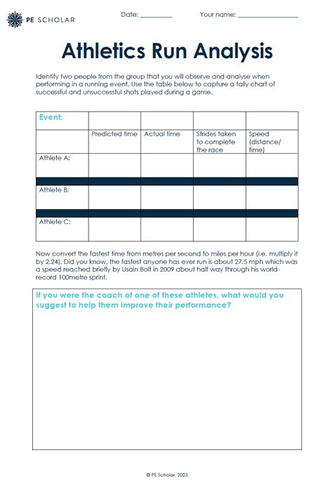Athletics Running Analysis Pe Scholar