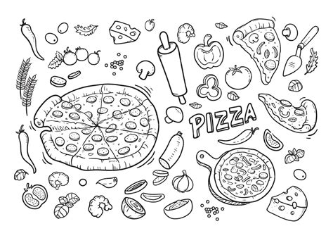 Premium Vector Pizza Set Doodle