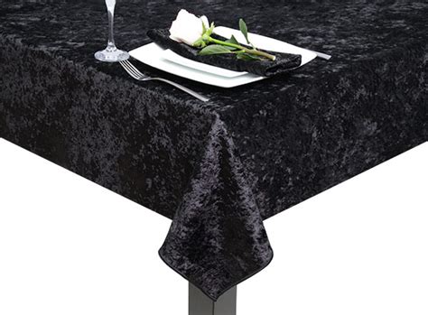 Beautiful Black Crushed Velvet Square Tablecloth