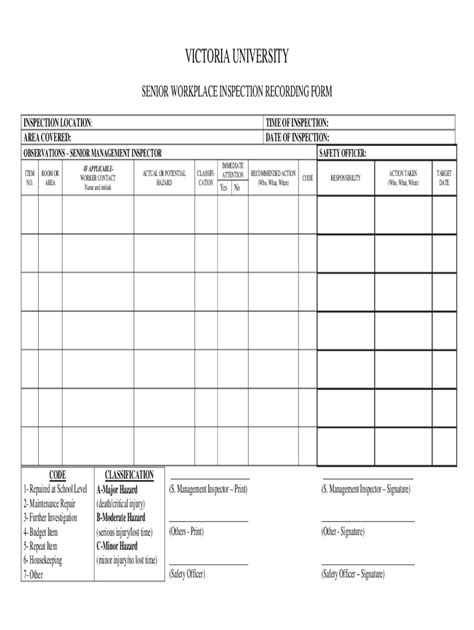 Fillable Online Senior Workplace Inspection Recording Form Fax Email