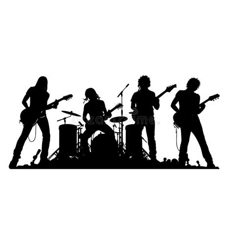 Rock Band Black Icon On White Background Rock Band Silhouette Stock