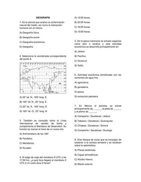 BANCO DE REACTIVOS GEOGRAFÍA UNAM ÁREA 2 Van LM uDocz