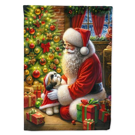 Shih Tzu And Santa Claus Garden Flag Walmart