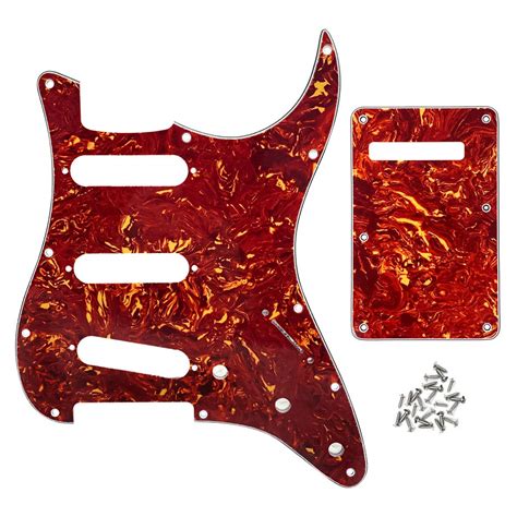 Buy Ikn Ply Red Tortoise Shell Strat Pickguard Backplate Set For