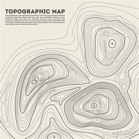 Graphic Illustration Of Topographic Map With Abstract Lines Showing