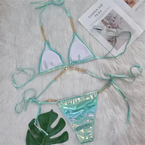 Cute But Hot Metallic Shiny Bikini Set Shiny Fashion Lale Look