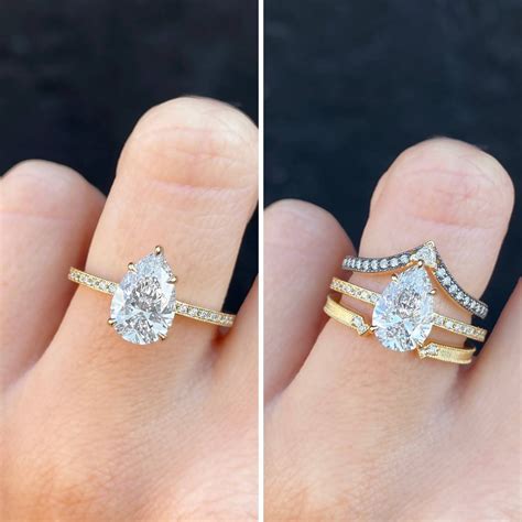 Pear Shaped Engagement Rings With Wedding Bands