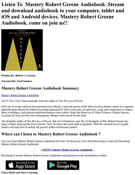 Mastery Robert Greene Audiobook by aleswonder sin - Issuu