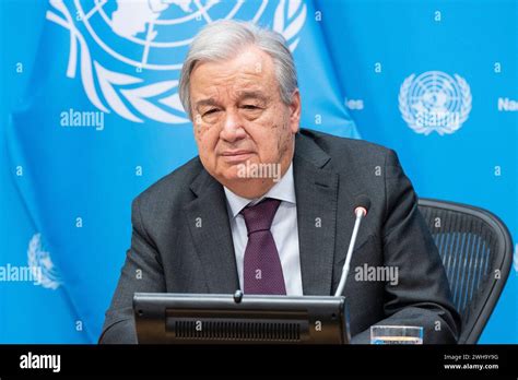 Secretary General Antonio Guterres Speaks During A Press Briefing On