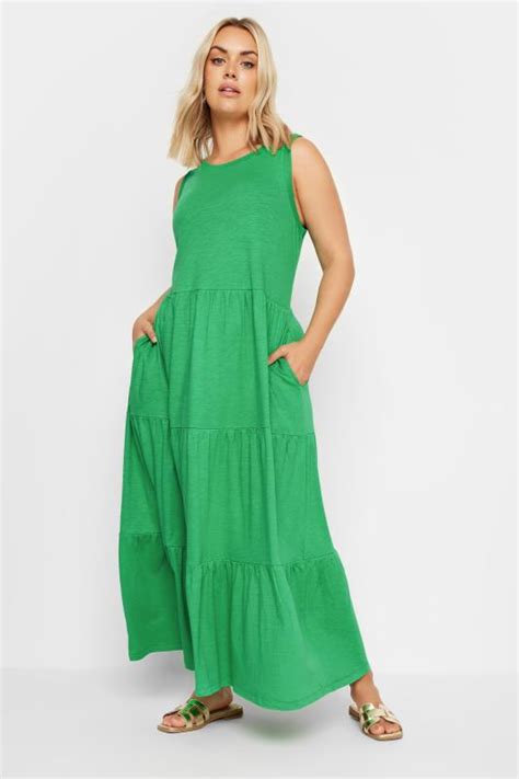 Yours Plus Size Green Tiered Midaxi Dress Yours Clothing