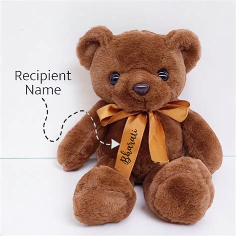 Mini Brown Teddy Bear with Personalized Name Printed Ribbon | Gifts to Nepal | Giftmandu