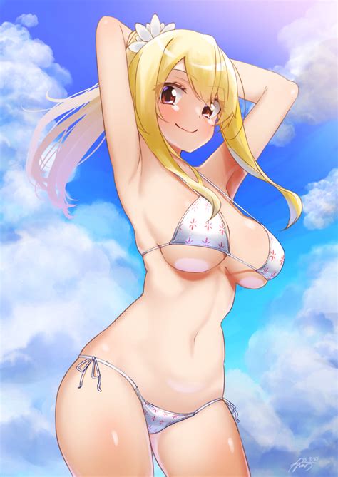 Rule 34 1girls Ayuman Bikini Blonde Hair Blush Brown Eyes Fairy Tail Large Breasts Long Hair