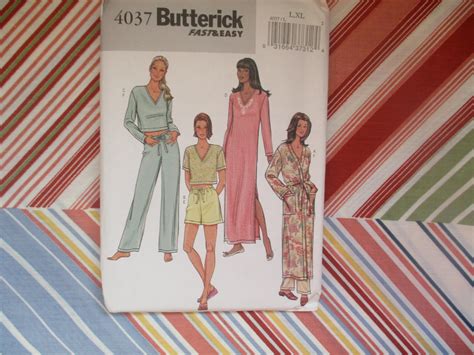 2000s Sewing Pattern Butterick 4037 Misses Robe Nightgown And Etsy