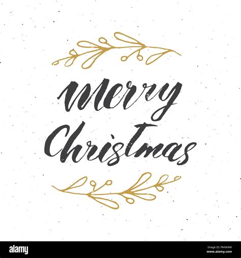 Merry Christmas Calligraphic Lettering Typographic Greetings Design