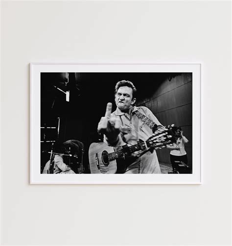 Johnny Cash Middle Finger Print Black And White Photography Prints