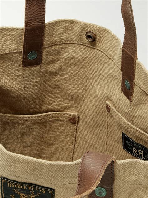 Rrl Harley Leather Trimmed Cotton Canvas Tote Bag Rrl