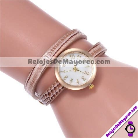 Reloj Pulsera Beige Extensible Piel Sint Tica Caratula Aperlada Con