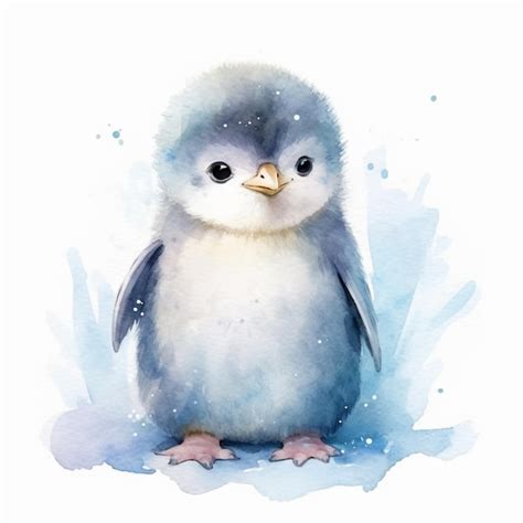 Premium Ai Image There Is A Watercolor Painting Of A Penguin Sitting