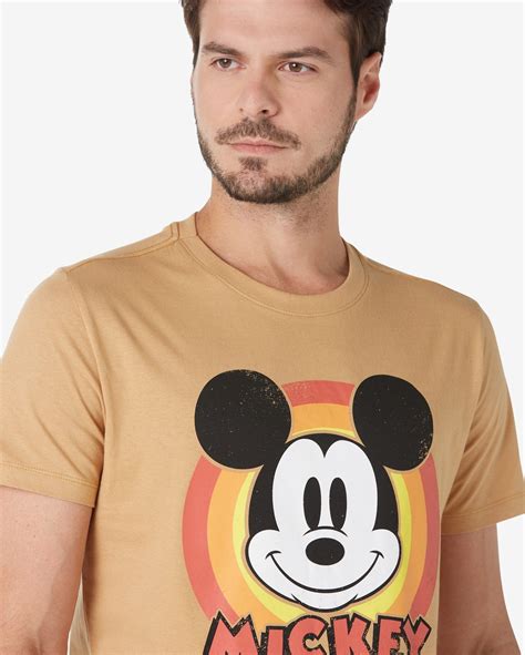 Riachuelo Camiseta Masculina Manga Curta Mickey Mouse Bege