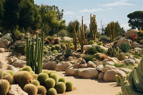 Premium AI Image | Photo of Cactus garden in a desert landscape