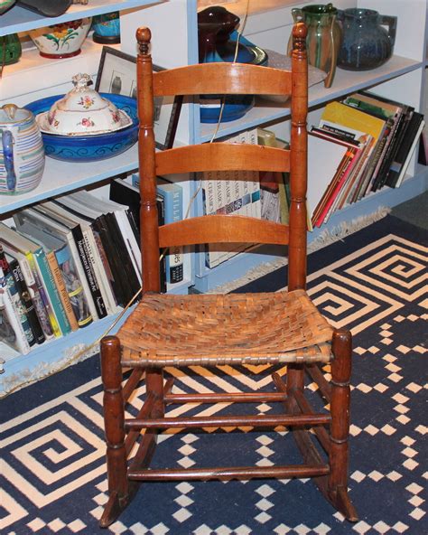 Antique Shaker Rocking Chair Early New England 19th Cen Splint Seat