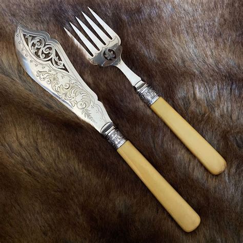 Antique Edwardian Sterling Silver And Silver Plated Fish Knife And Fork