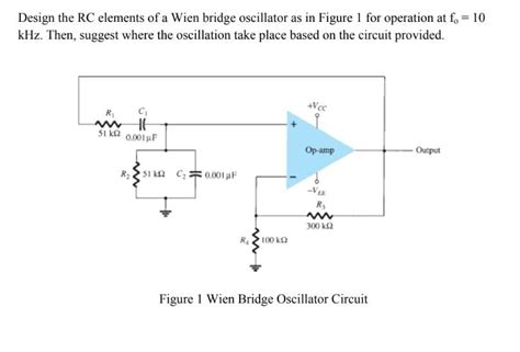 Solved Design The RC Elements Of A Wien Bridge Oscillator As Chegg