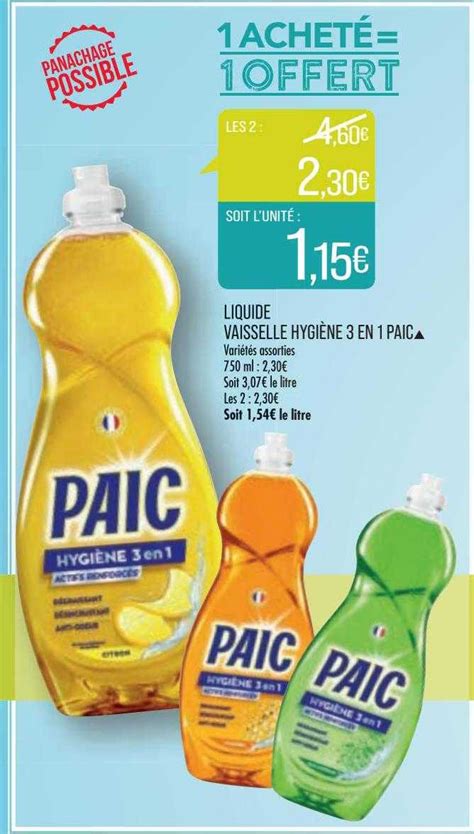 Promo Liquide Vaisselle Hygiène 3 En 1 Paic chez Match iCatalogue fr