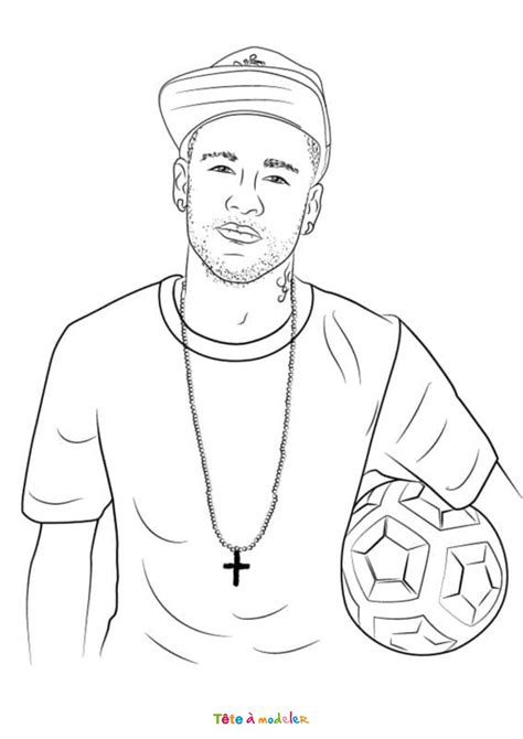 Coloriage Neymar gratuit à imprimer avec Tête à modeler