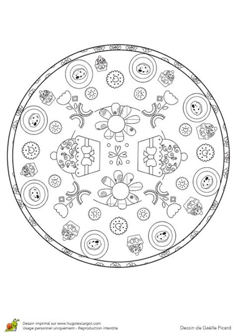 Coloriage Mandala Gateau Et Petits Biscuits Coloriage Mandala