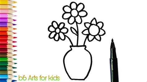 Flower Vase Drawing Easy Step By Step Infoupdate Org