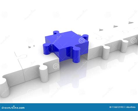 Blue Puzzle Piece Between Two Whites Stock Illustration Illustration